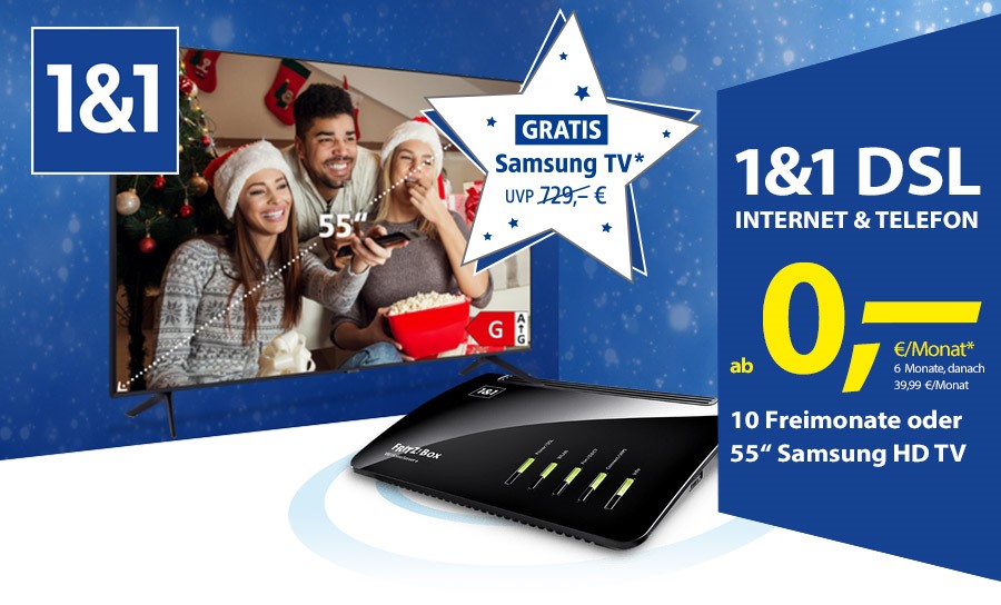 1&1 DSL mit Samsung TV für 0 €€