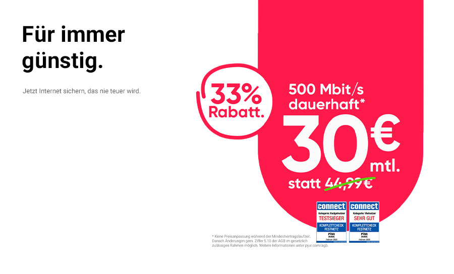 PYÜR Speed 30 €/Monat dauerhaft