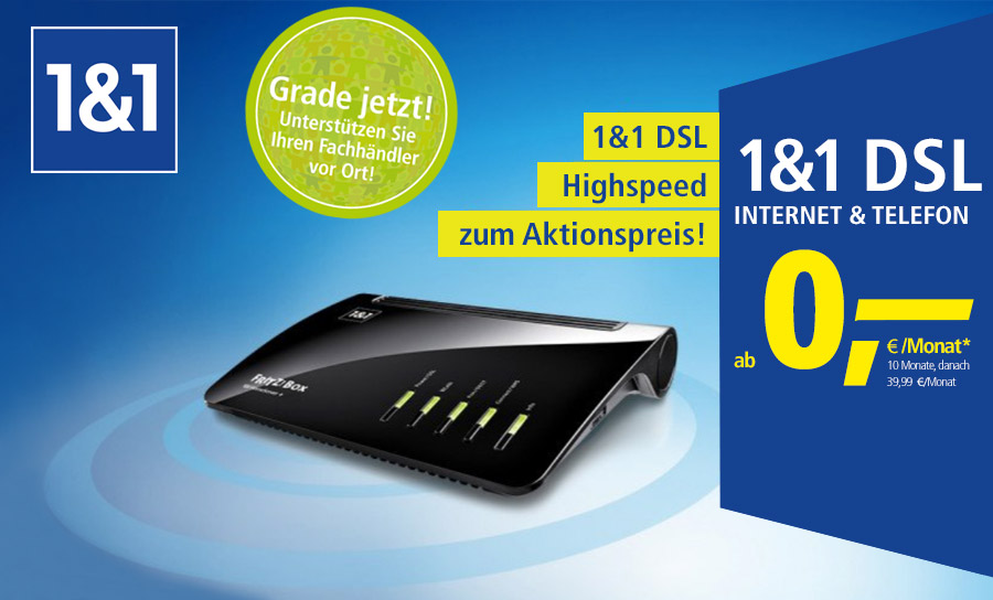 1&1 DSL 100 ab 0 € monatlich
