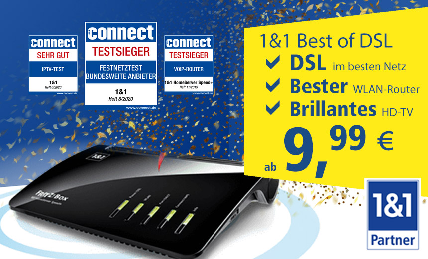 1&1 Best of DSL Deal: DSL-Tarif inklusive HD-TV zum Sonderpreis