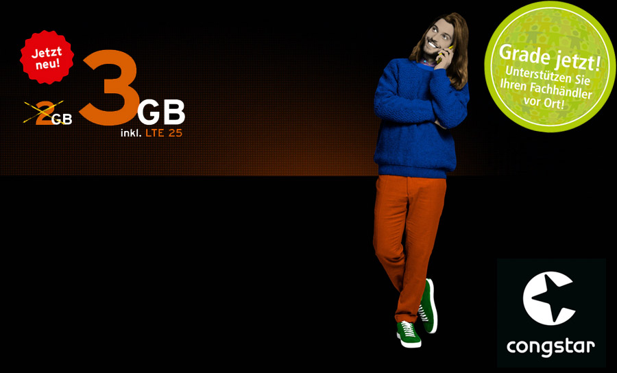congstar Allnet Flat S jetzt mit 3 GB Datenvolumen