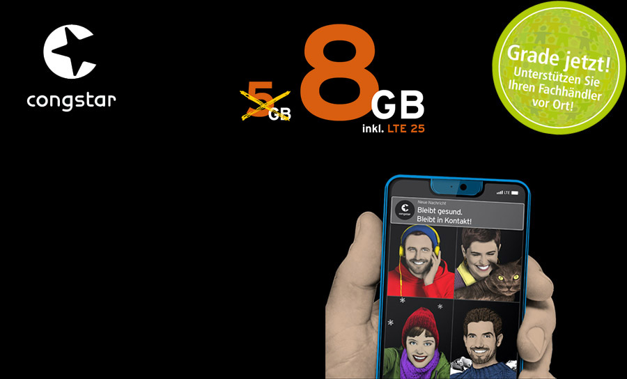 congstar Allnet Flat M jetzt mit 8 GB Datenvolumen