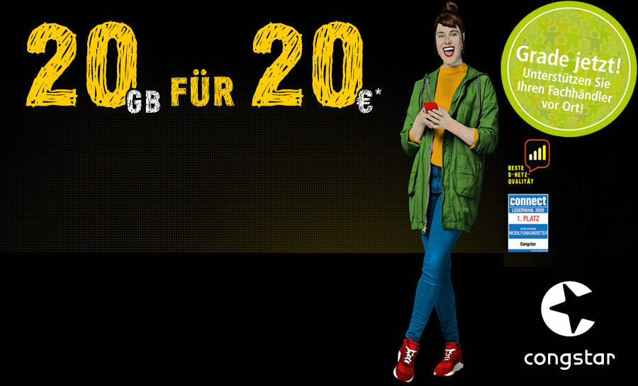 congstar Allnet Flat M jetzt mit 20 GB Datenvolumen