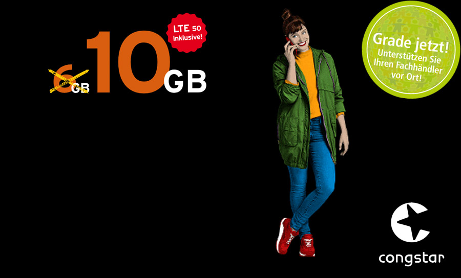 congstar Allnet Flat M jetzt mit 10 GB Datenvolumen