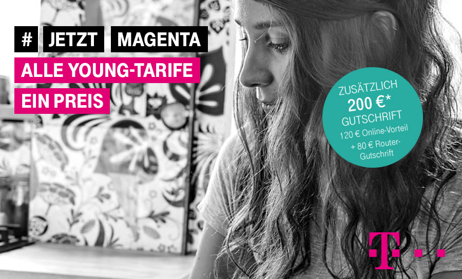 Telekom MagentaZuhause Young L mit MagentaTV Plus - jetzt 200 € Gutschrift